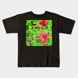Tropical Background. Watercolor tropical leaves and plants Kids T-Shirt